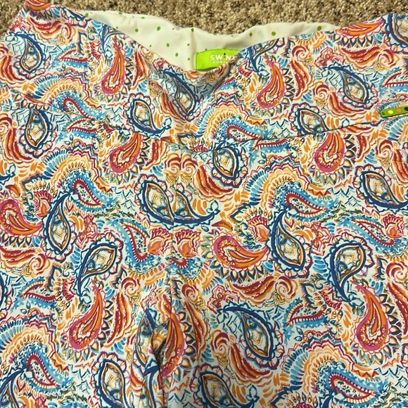 Swing Control Paisley Print Golf Pants Ankle Cropped Colorful Size‎ 12 - Picture 7 of 7
